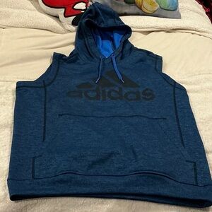 Adidas Men's Navy Sleeveless Hoodie